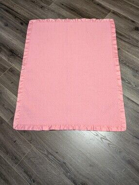 Cloud Island. Pink Baby Blanket with waffle Weave And Satin  Trim. 38x 28 Inches